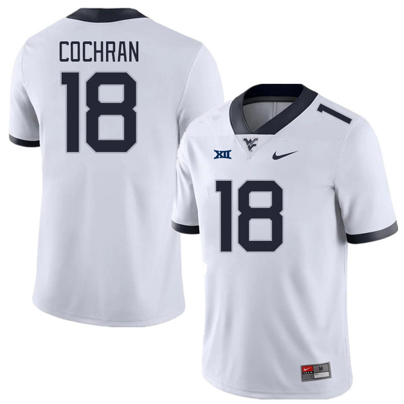 Men #18 Grant Cochran West Virginia Mountaineers College Football Jerseys Stitched Sale-White